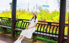 美女走过光吹裙子